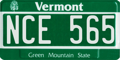 VT license plate NCE565