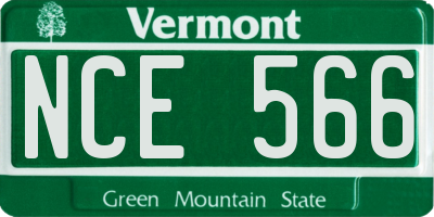 VT license plate NCE566