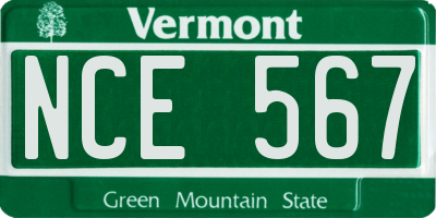 VT license plate NCE567