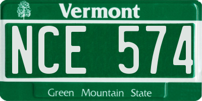 VT license plate NCE574