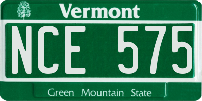 VT license plate NCE575