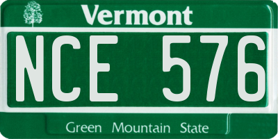 VT license plate NCE576