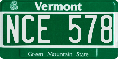 VT license plate NCE578