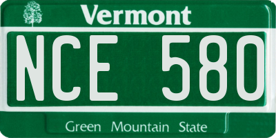 VT license plate NCE580