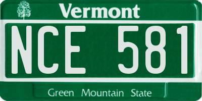 VT license plate NCE581