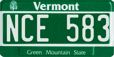 VT license plate NCE583