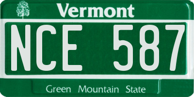 VT license plate NCE587