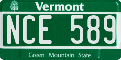 VT license plate NCE589