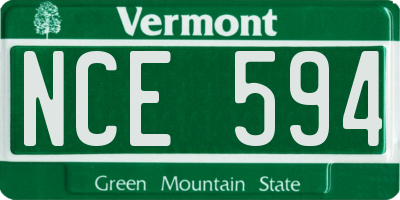 VT license plate NCE594
