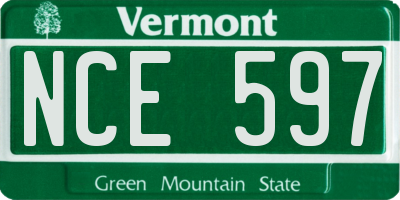 VT license plate NCE597