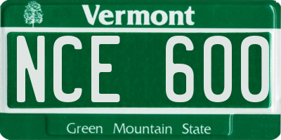 VT license plate NCE600