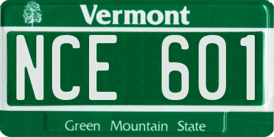 VT license plate NCE601