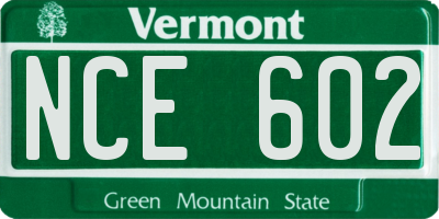 VT license plate NCE602