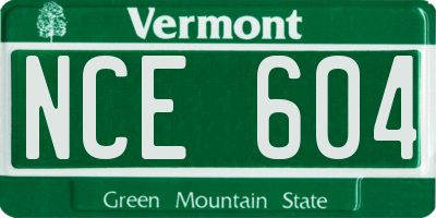 VT license plate NCE604
