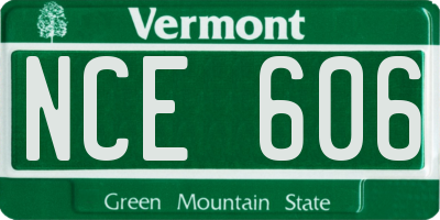 VT license plate NCE606