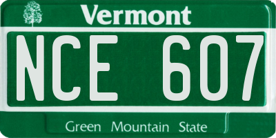 VT license plate NCE607