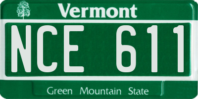 VT license plate NCE611