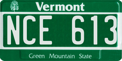 VT license plate NCE613
