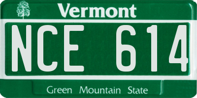 VT license plate NCE614