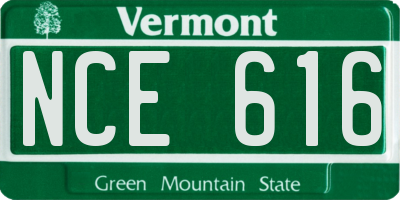 VT license plate NCE616