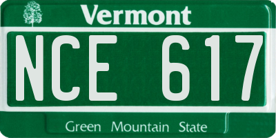 VT license plate NCE617