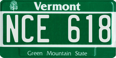 VT license plate NCE618