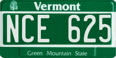 VT license plate NCE625