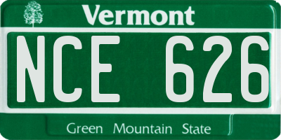 VT license plate NCE626