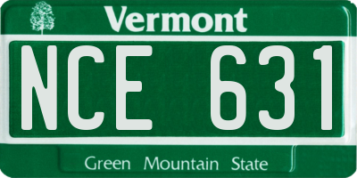 VT license plate NCE631