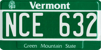 VT license plate NCE632