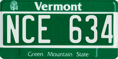 VT license plate NCE634
