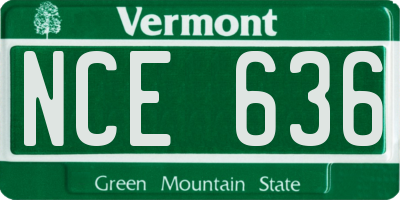 VT license plate NCE636