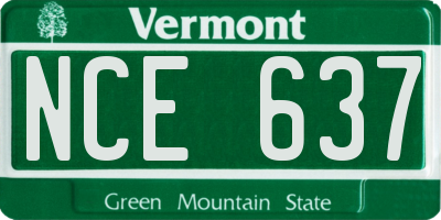 VT license plate NCE637