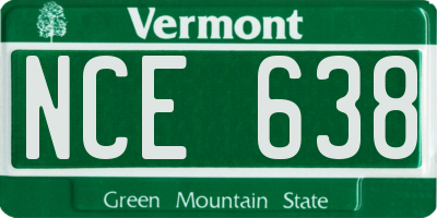 VT license plate NCE638