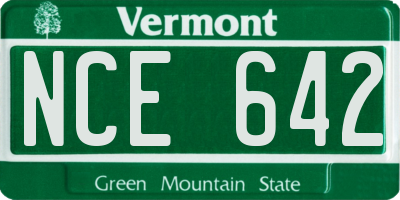 VT license plate NCE642