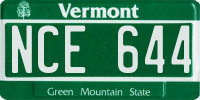 VT license plate NCE644