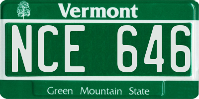 VT license plate NCE646