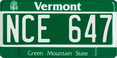 VT license plate NCE647