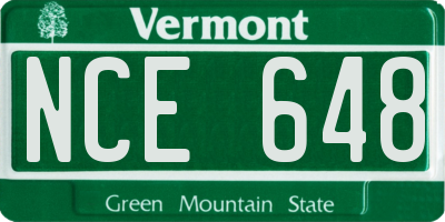 VT license plate NCE648