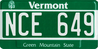 VT license plate NCE649