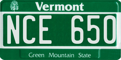 VT license plate NCE650