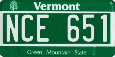 VT license plate NCE651
