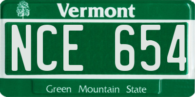 VT license plate NCE654
