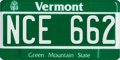 VT license plate NCE662