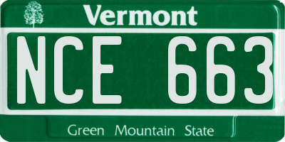 VT license plate NCE663