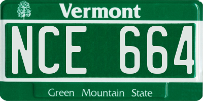VT license plate NCE664
