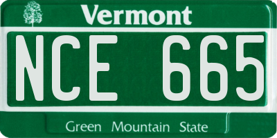 VT license plate NCE665