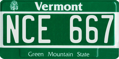VT license plate NCE667