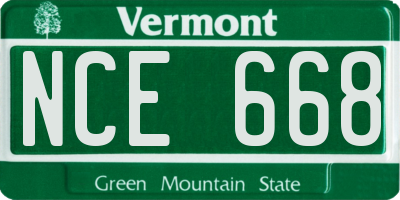 VT license plate NCE668