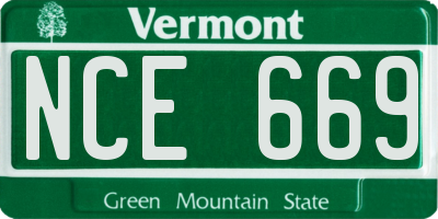 VT license plate NCE669